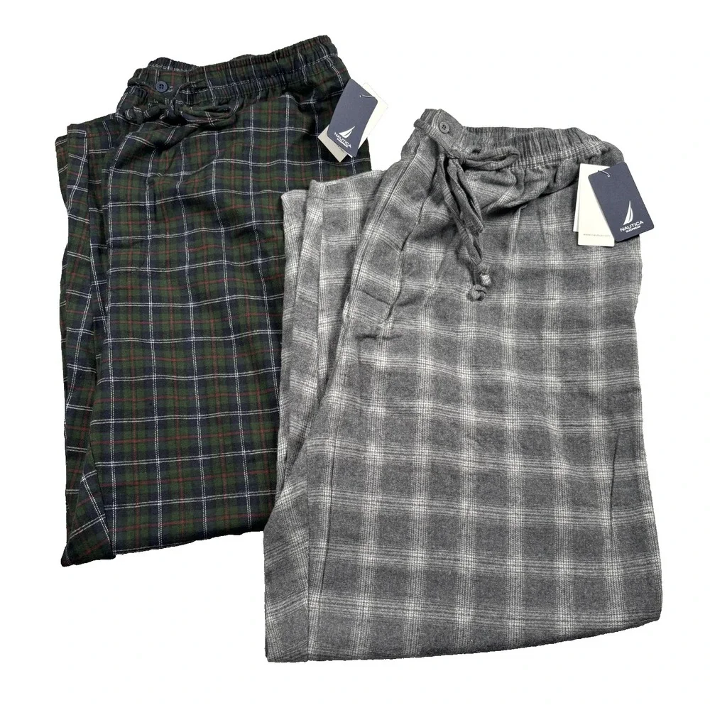 Nautica Pajama Pants Mens XLT Plaid Sleepwear Super Soft Lot of 2